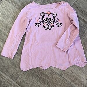 Kidsbugz‎ Long Sleeve Shirt Girls M 8 10 Purple Heart Graphic Tunic Top